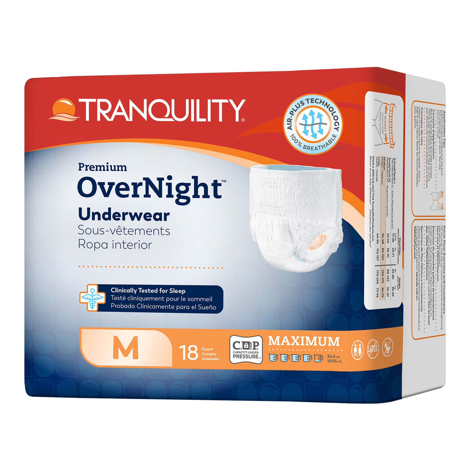 Tranquility Premium OverNight Disposable Absorbent Underwear, Medium