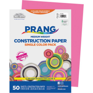 Construction Paper, Medium Weight, Hot Pink, 9" x 12", 50 Sheets
