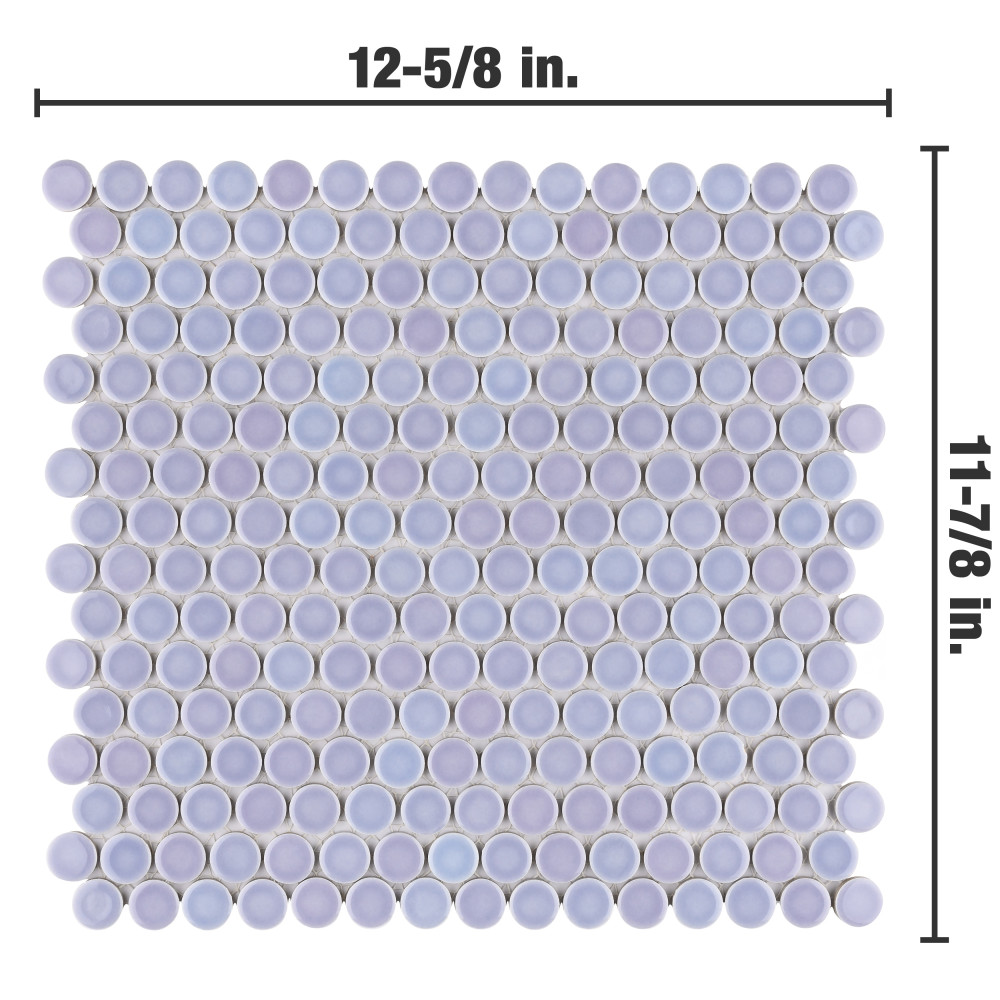 Hudson Penny Round Lavendar 11-7/8 in. x 12-5/8 in. Porcelain Mosaic Tile