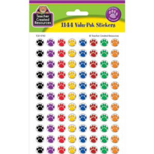 Mini pegatinas con estampados de patas de colores Valu-Pak, paquete de 1144