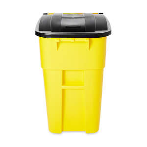 Rubbermaid Commercial, Rollout, 50 gal, Resin, Yellow, Square, Receptacle