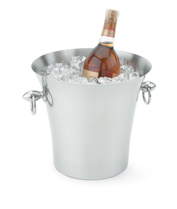 Stainless steel fluted wine bucket with ring handles