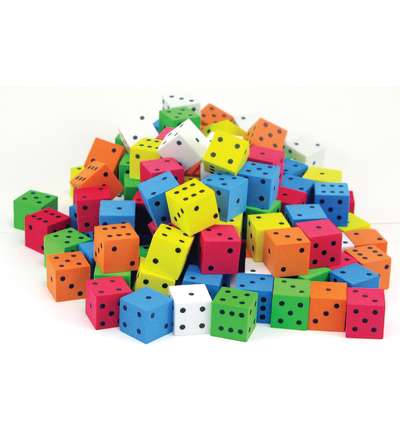 Assorted Color Spot 16 mm Foam Dice, Bag of 200