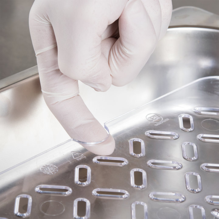 Full-size Super Pan® clear low-temperature plastic false bottom