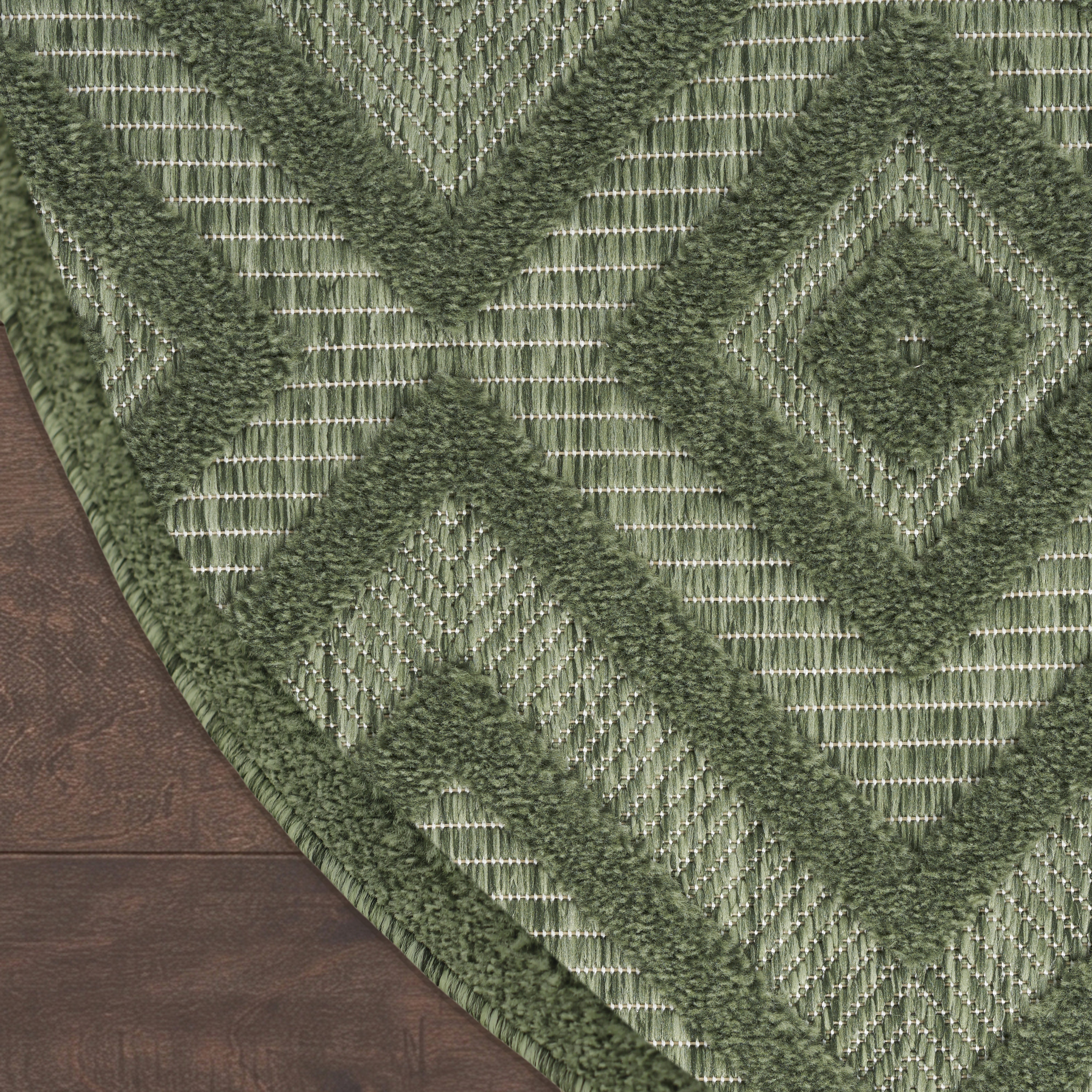 Nourison Versatile 4' x Round Green Modern Rug