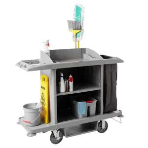 Rubbermaid Commercial, Executive Full Size Housekeeping Cart – Traditional, Platinum
