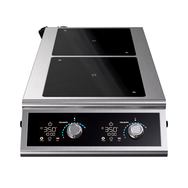 208- to 240-volt 2900-watt front-to-back dual countertop induction range with temperature control probe and programs