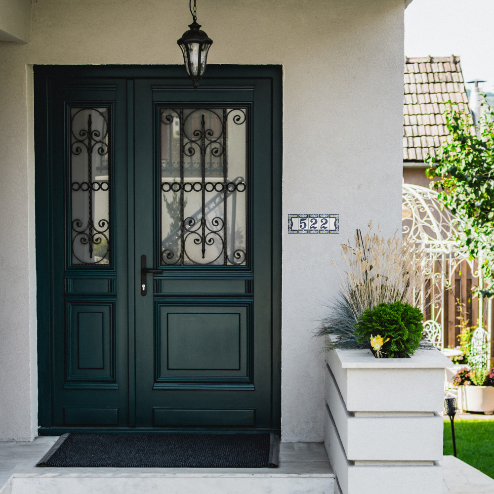 Sevillano Flora Address Numbers 3 2-1/8 in. x 4-3/8 in. Ceramic Wall Trim