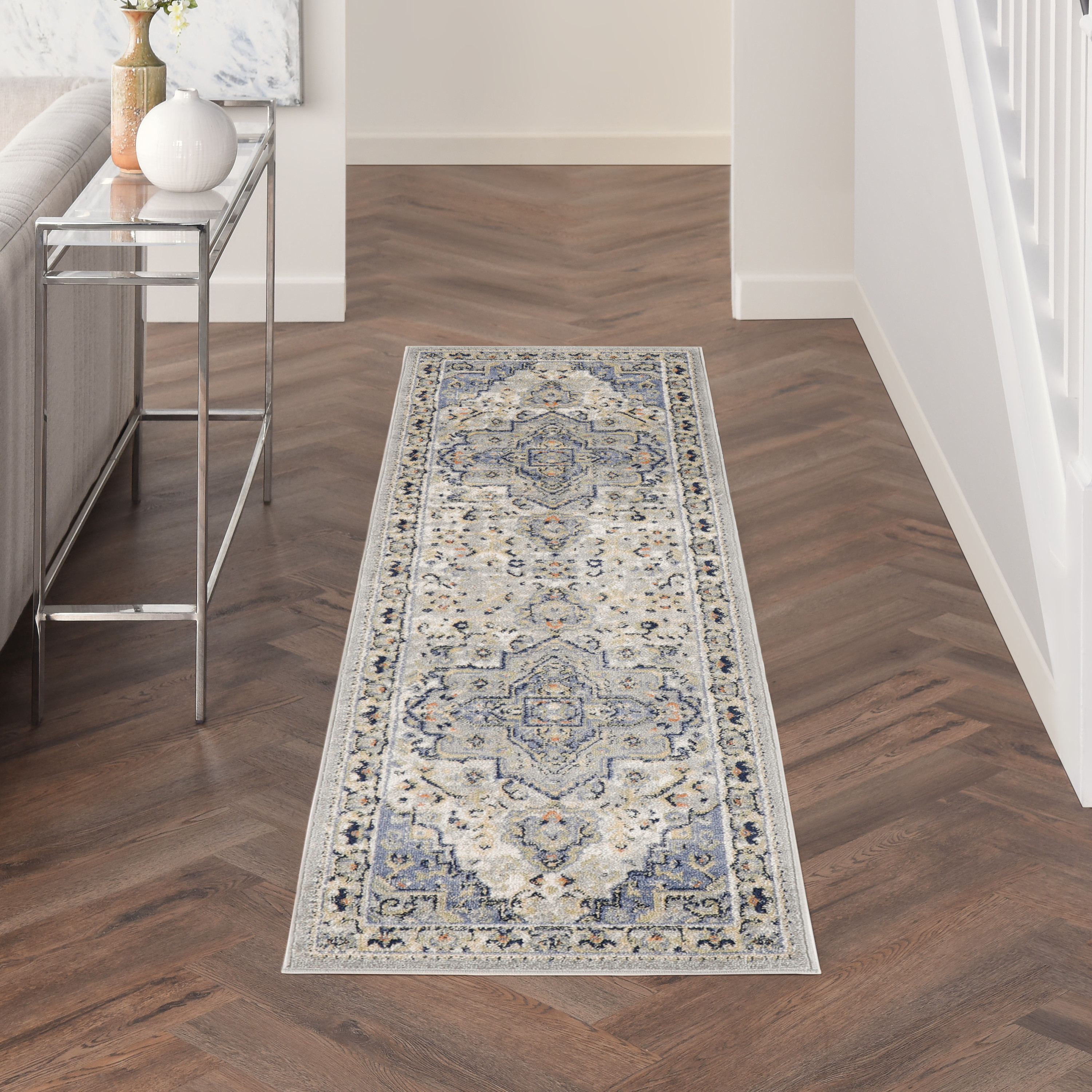Nourison Nourison Essentials Persian 2'2" x 10' Blue Vintage Rug