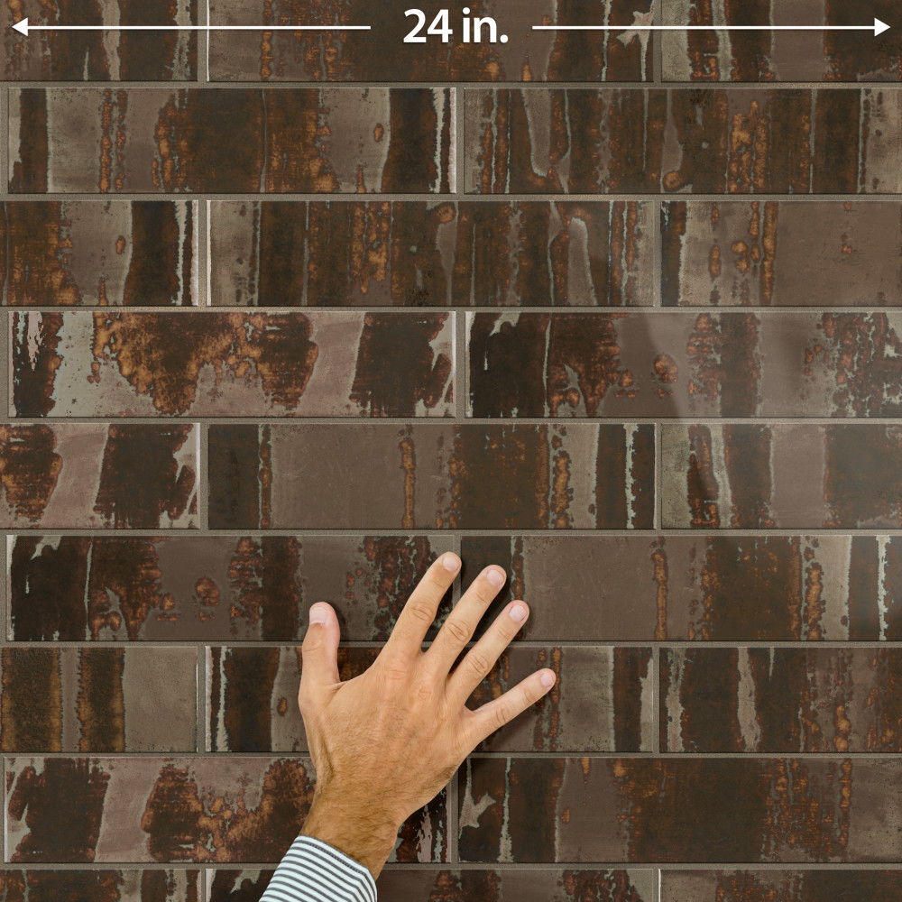 Joliet Dark Amber 3 in. x 12 in. Ceramic Wall Tile