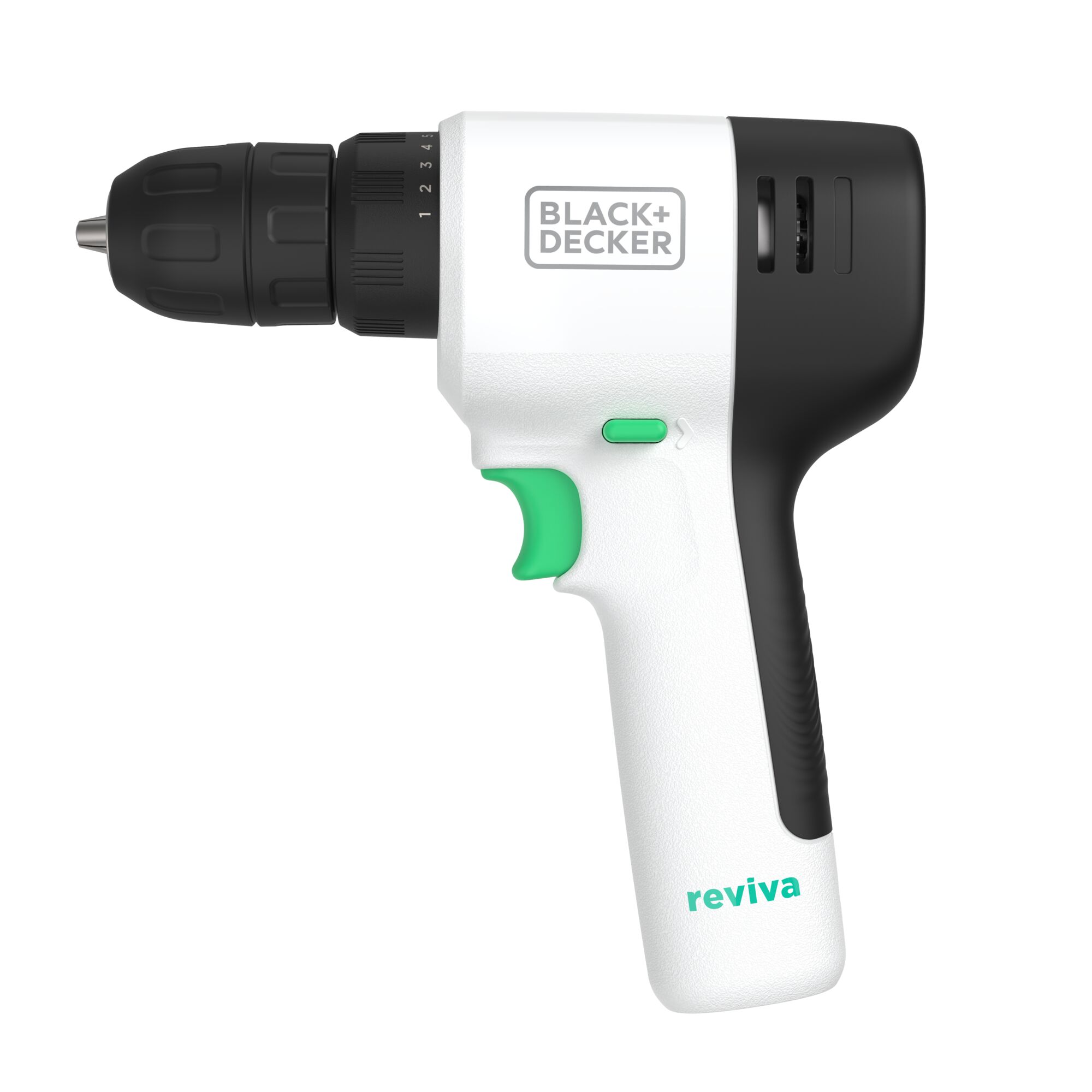 Profile of reviva™ 12V MAX* Cordless Drill/Driver on white background.