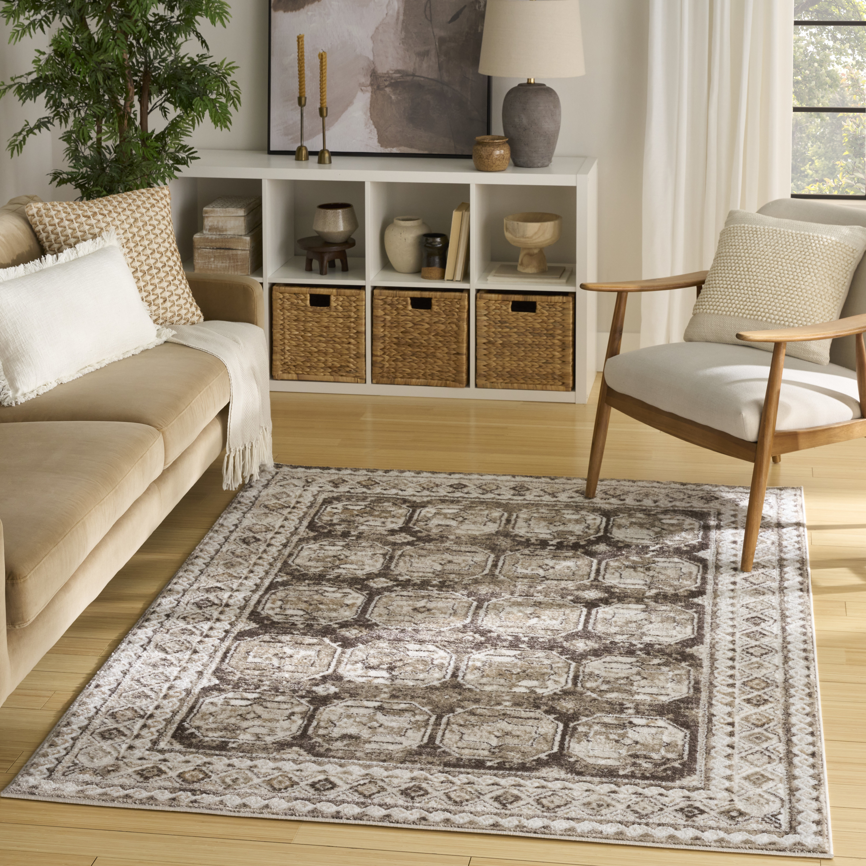 Nourison Dekor 5'3" x 7' Ivory Brown Vintage Indoor Rug