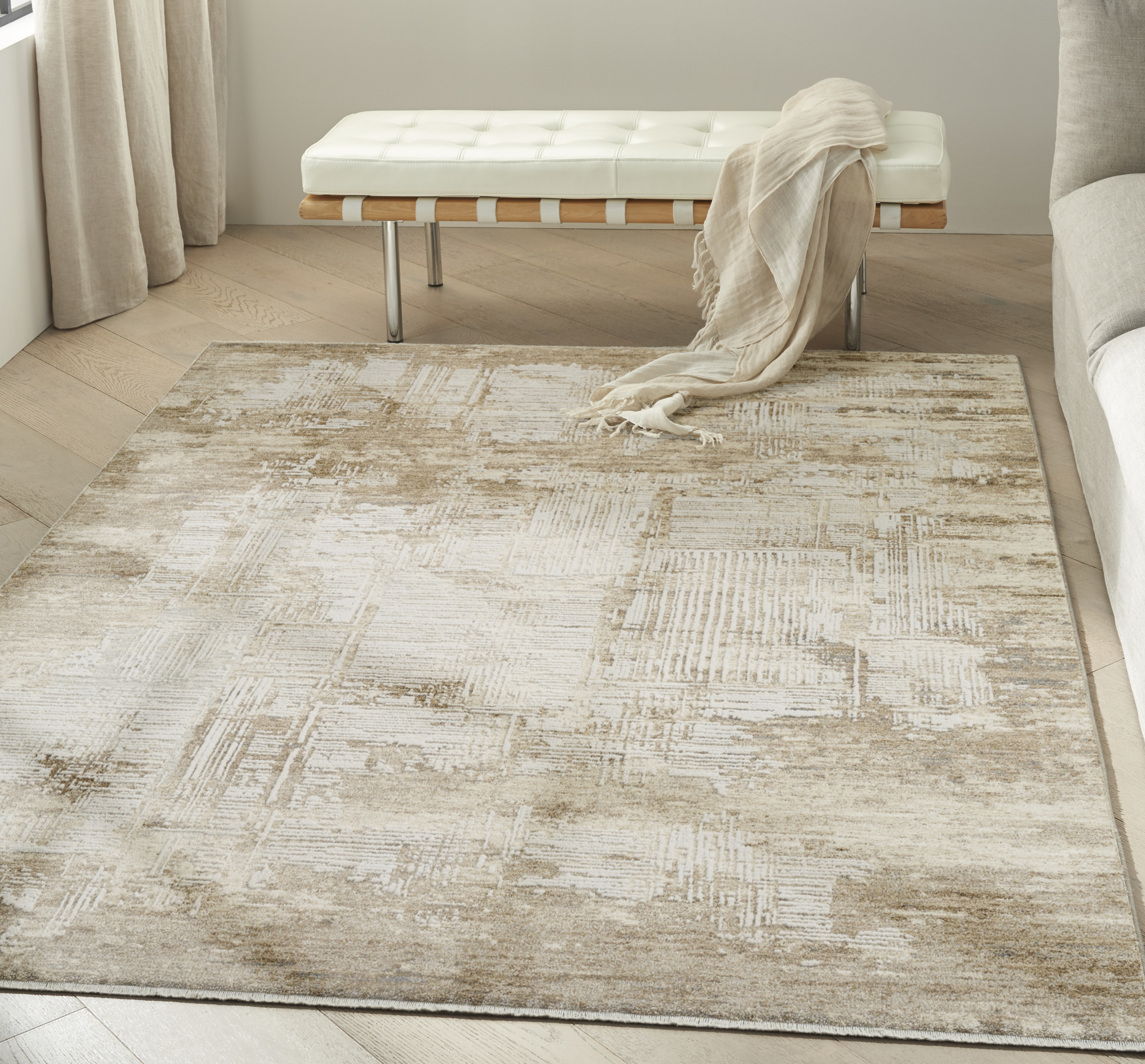 Calvin Klein CK078 Summit 5'3" x 7'9" Mocha Ivory Modern Indoor Rug