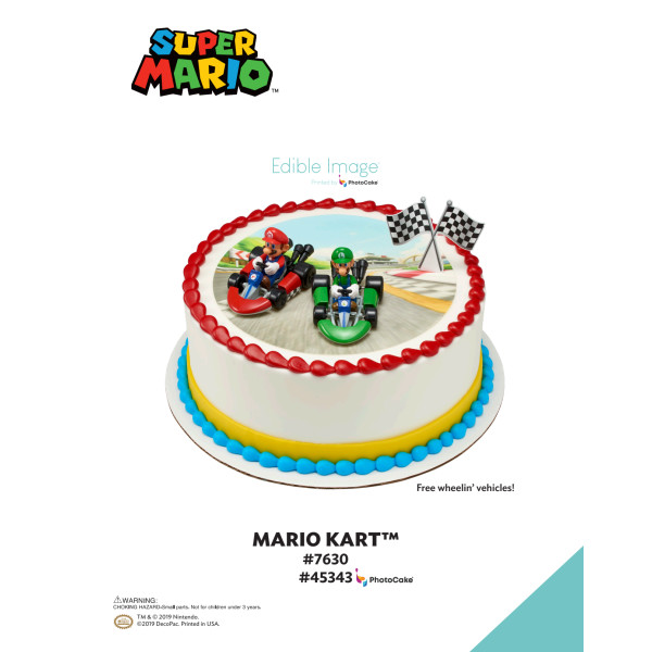 Super Mario™ Mario Kart™ The Magic of Cakes® PhotoCake® Enhanced Round Background Page