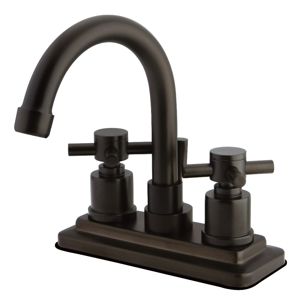 Double-Handle 4" Centerset Bathroom Faucet with Brass Pop-Up, Oil Rubbed Bronze with 2 Finish Options