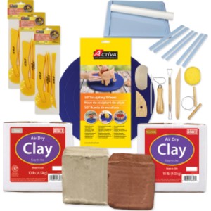 Pottery & Clay Sculpting Kit, Air Dry Clay, Sculpting Wheel, Roller Kit & Clay Tools