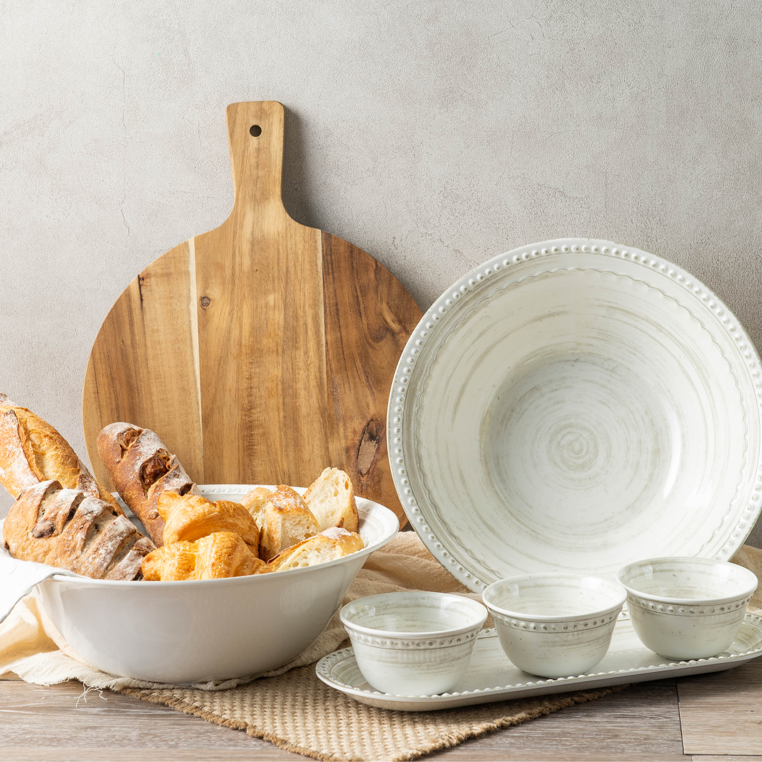 French Country 12-inch Melamine Serving Bowls, White, 2-piece set slideshow image 11