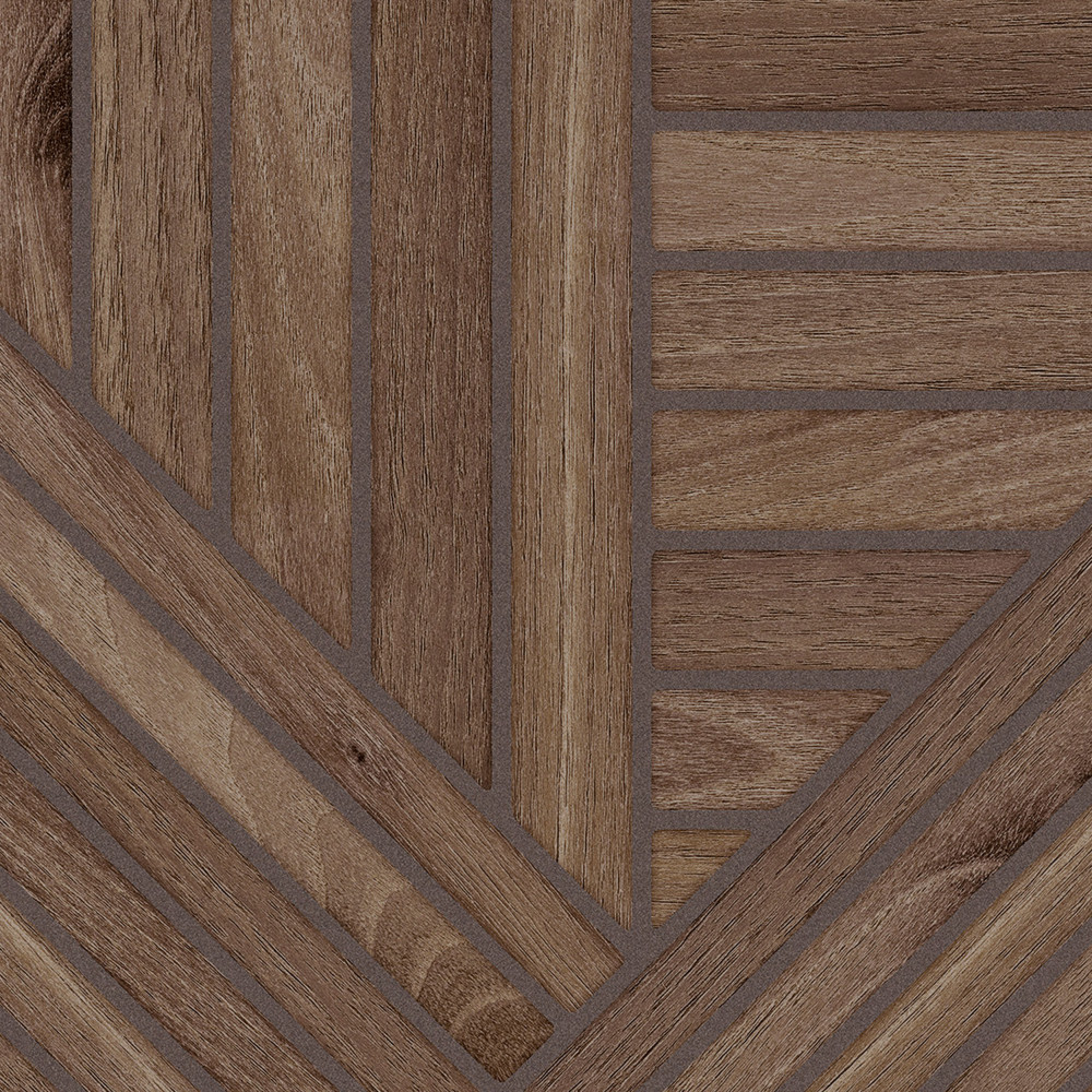 Tangram Wood Walnut 17-3/8 in. x 17-3/8 in. Porcelain Floor and Wall Tile