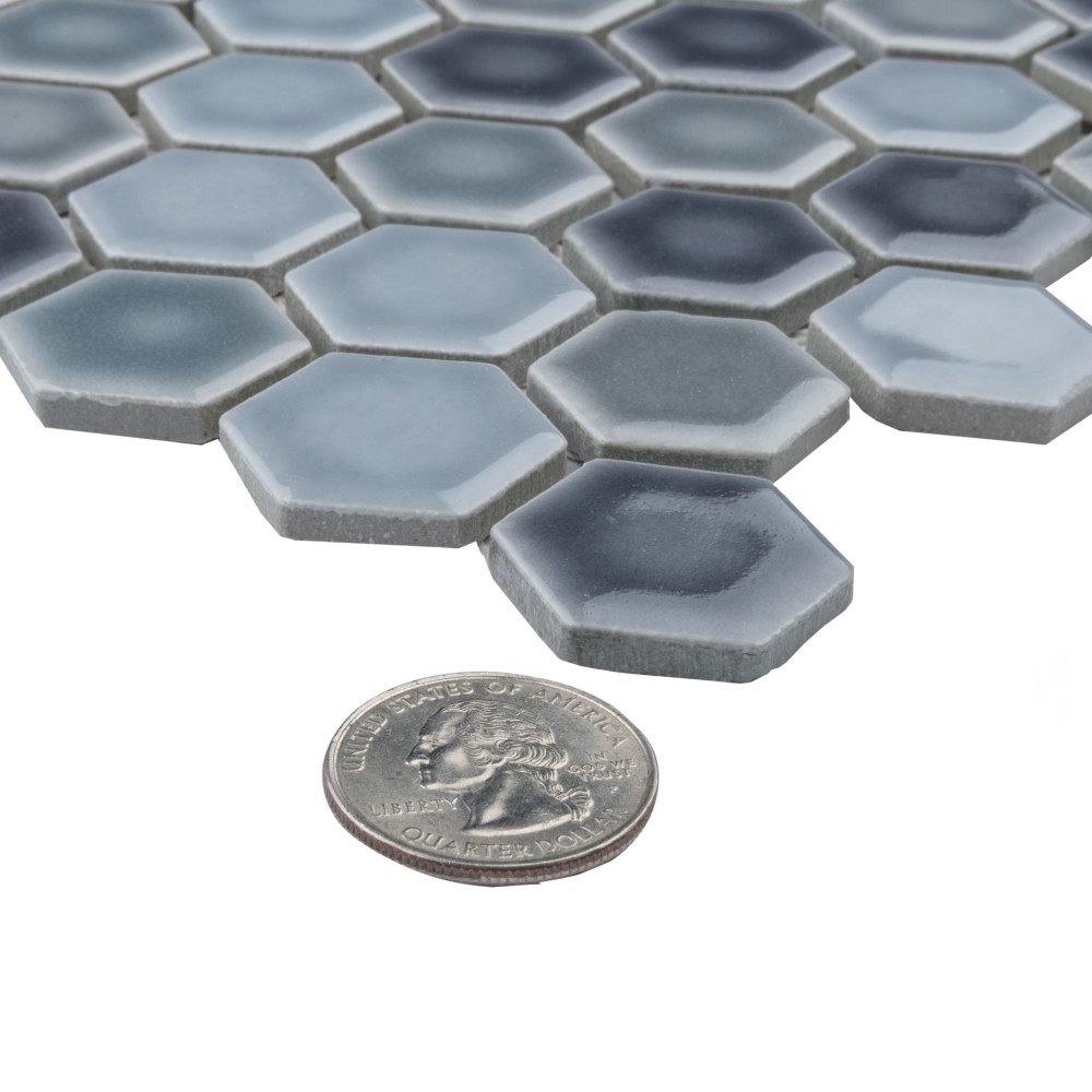 Sample – Hudson 1″ Hex Stillwater Porcelain Mosaic Tile