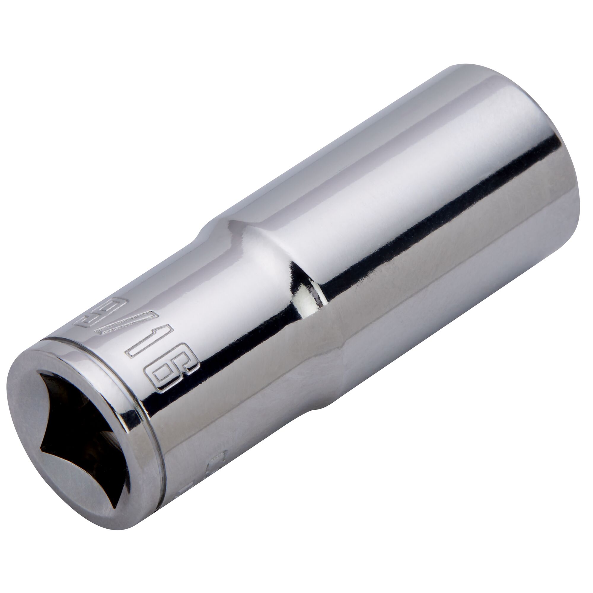 3/8 DR 6PT Deep Socket 9/16 at 3/4 turn on white background