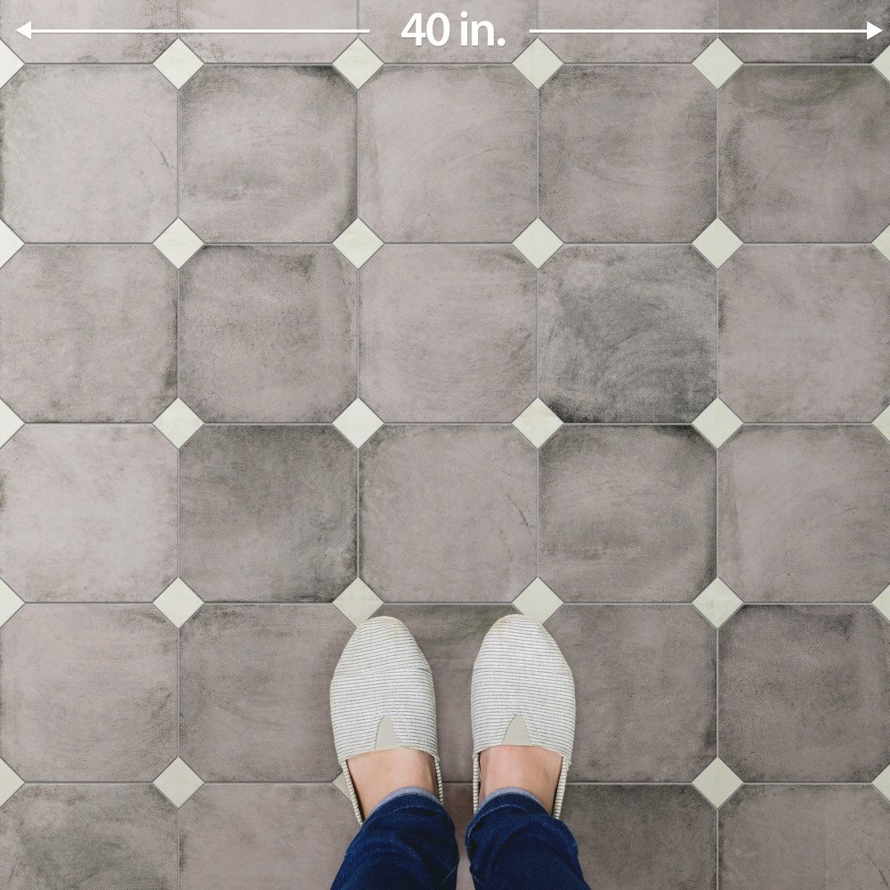 Laverton Octagon Gris with Taco Nieve 7-7/8 in. x 7-7/8 in. Porcelain Floor and Wall Tile