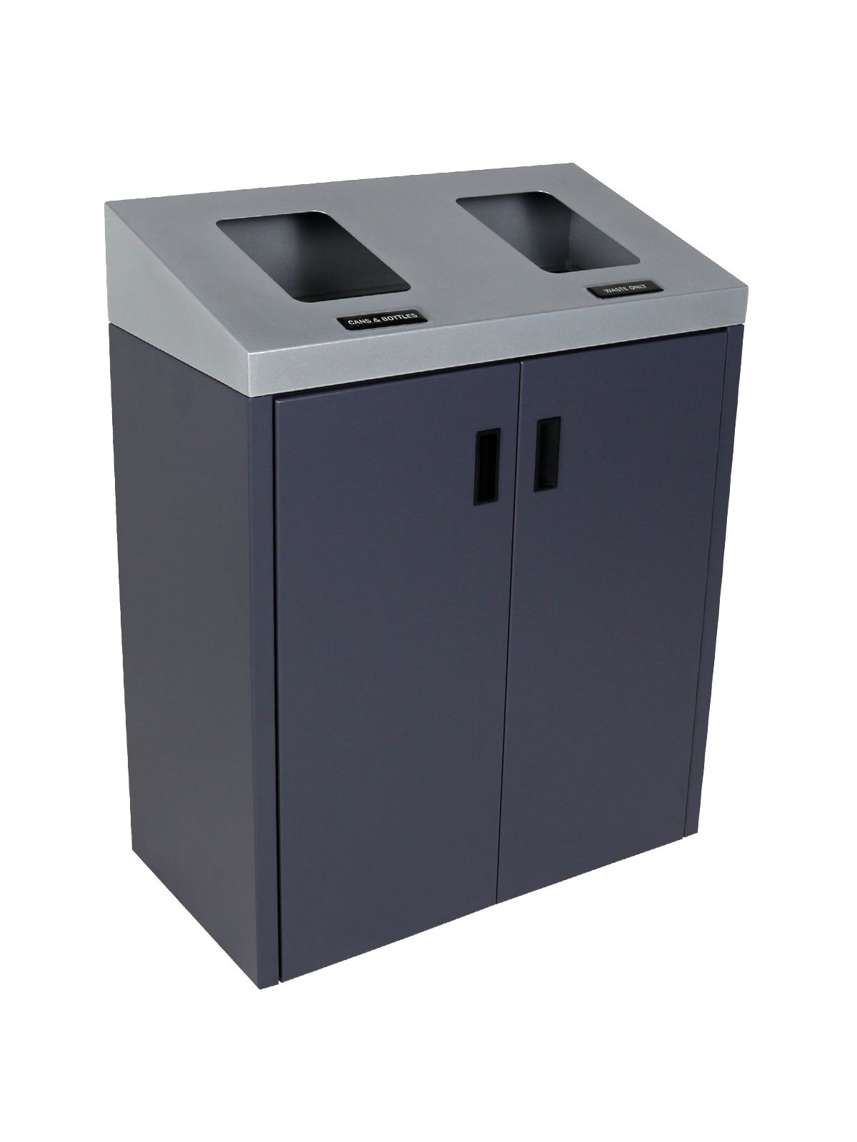 SUMMIT – Double – Sloped Lid – Cans & Bottles-Waste – Full – Grey-Silver