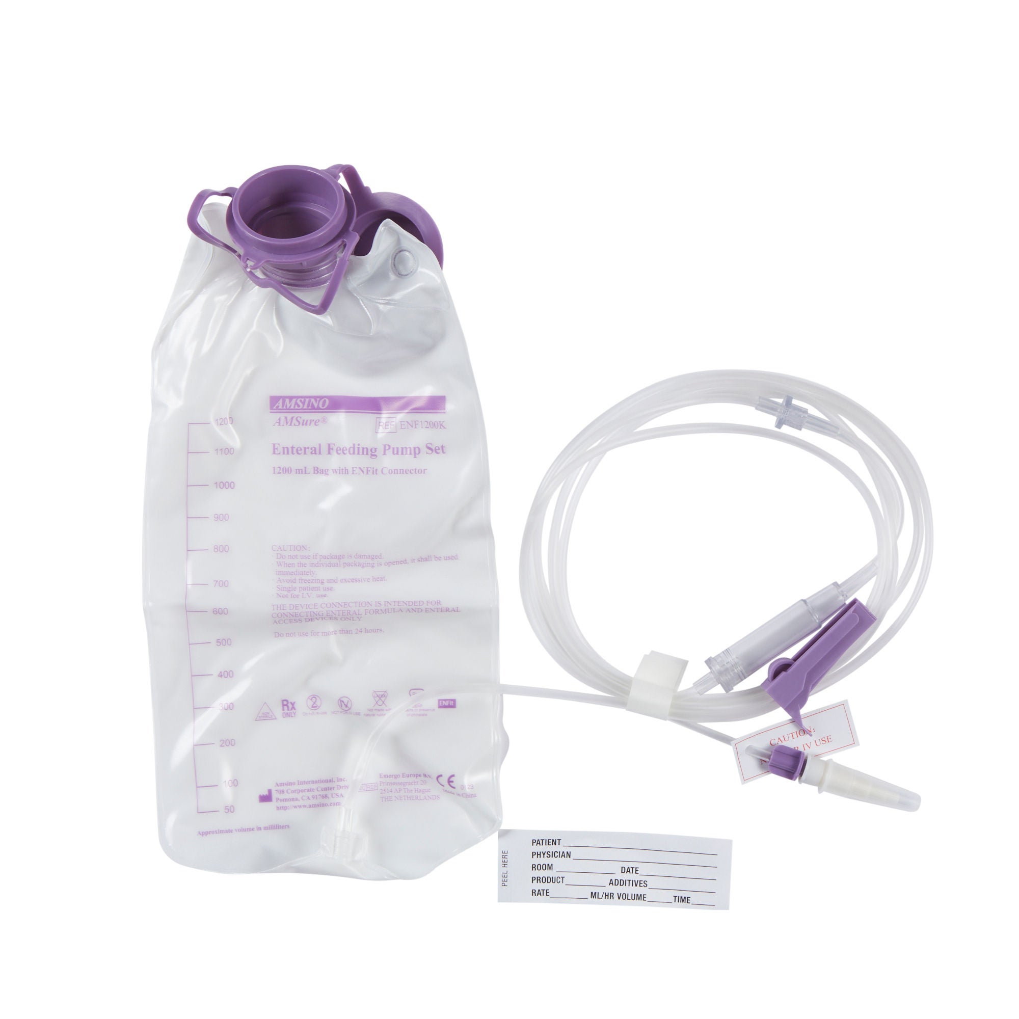 Alcor® AMSure® Enteral Feeding Pump Bag Set, 1200 mL