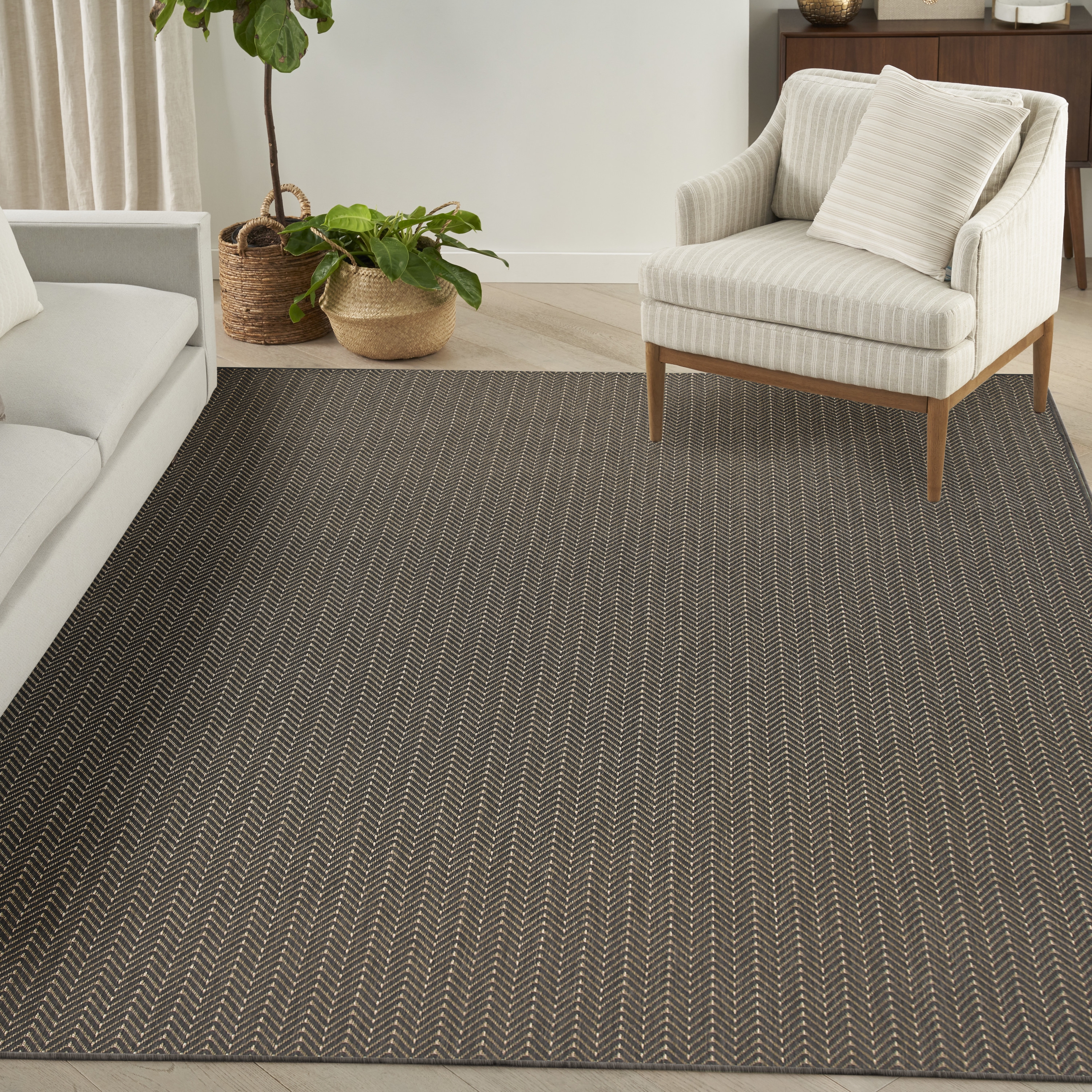 Nourison Horizon Indoor/Outdoor 8' x 10' Charcoal Modern Rug