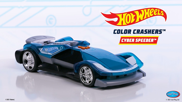 Hot Wheels Color Crashers Cyber Speeder, Motorized Toy Car with Lights ...