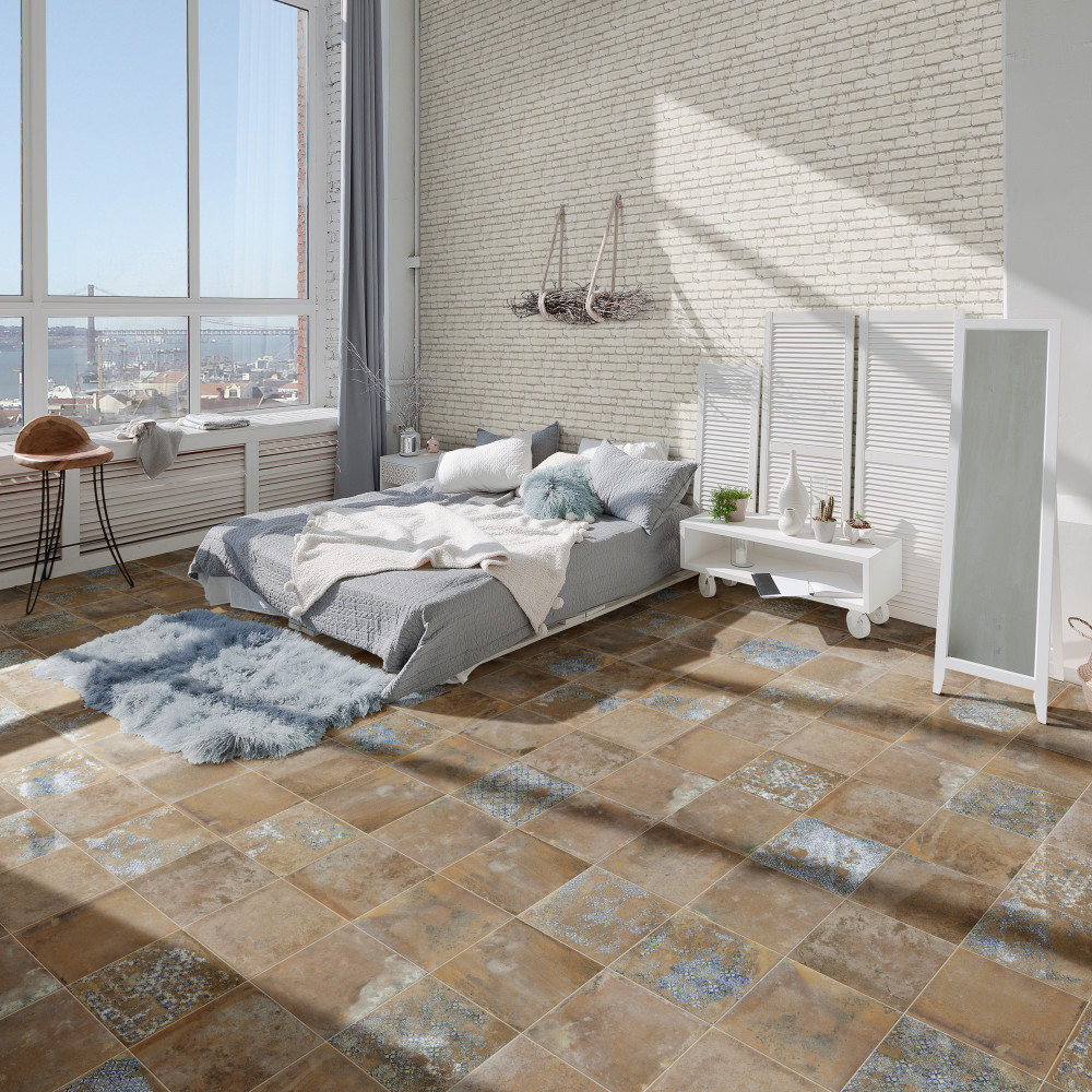 Antigua Deco Terra 13 in. x 13 in. Porcelain Floor and Wall Tile