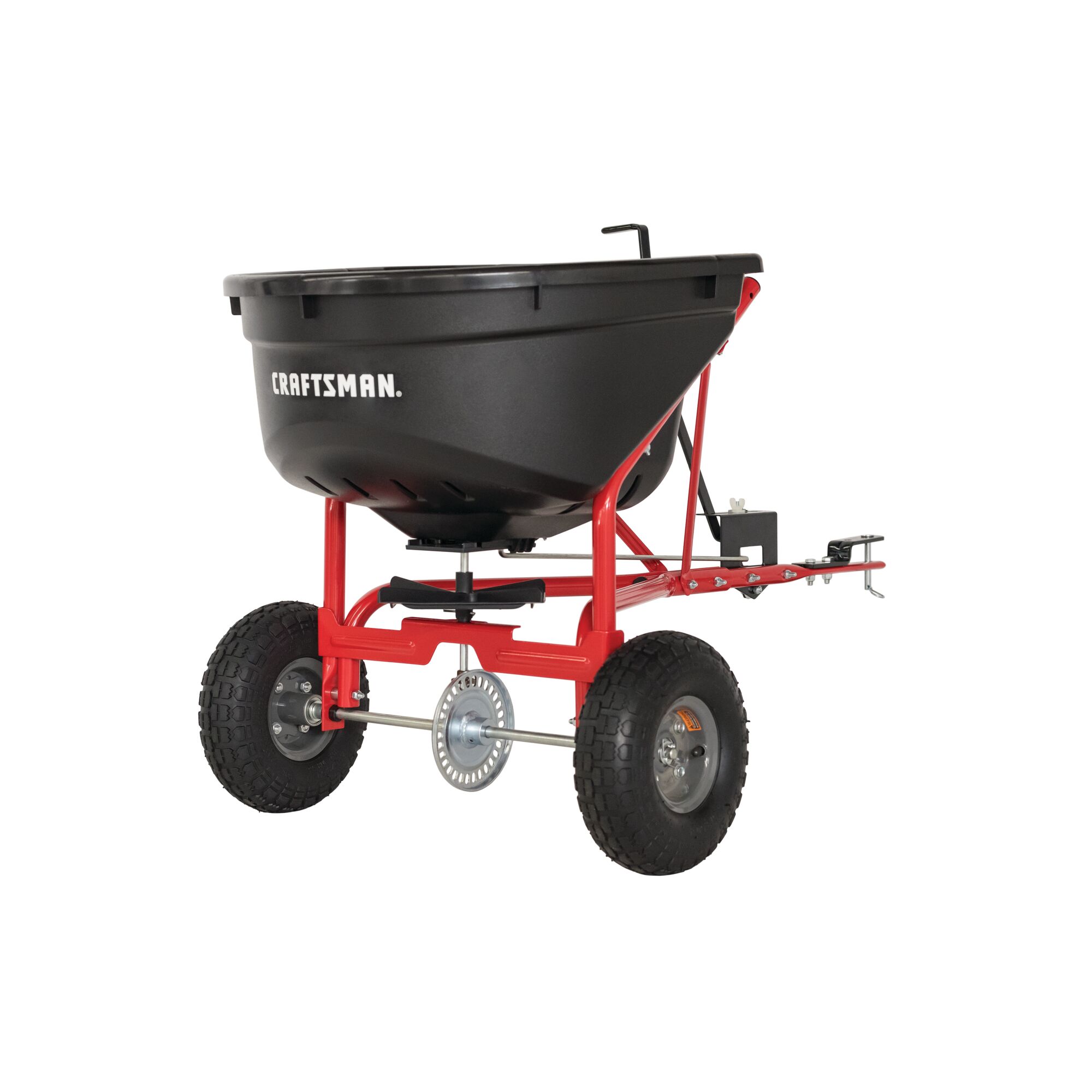 110 pounds tow broadcast spreader.