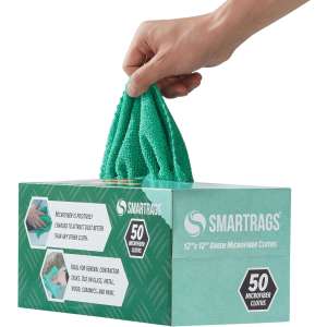 Hospeco, SmartRags Microfiber Cloth, 12"x12", Green