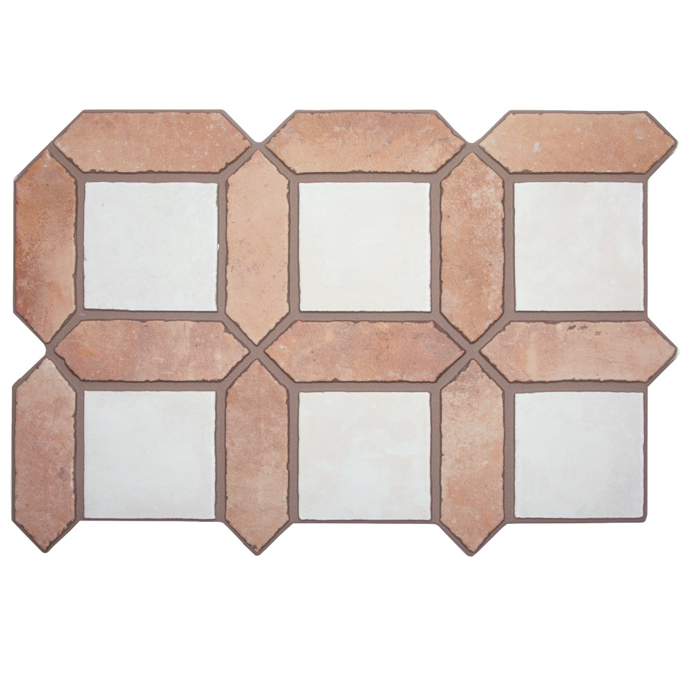 Picket Arenta Clay with White Square 14-5/8 in. x 22-1/2 in. Porcelain Floor and Wall Tile