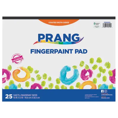 Prang (Formerly Art Street) Fingerpaint Paper Pad, White, 16" x 12", 25 Sheets