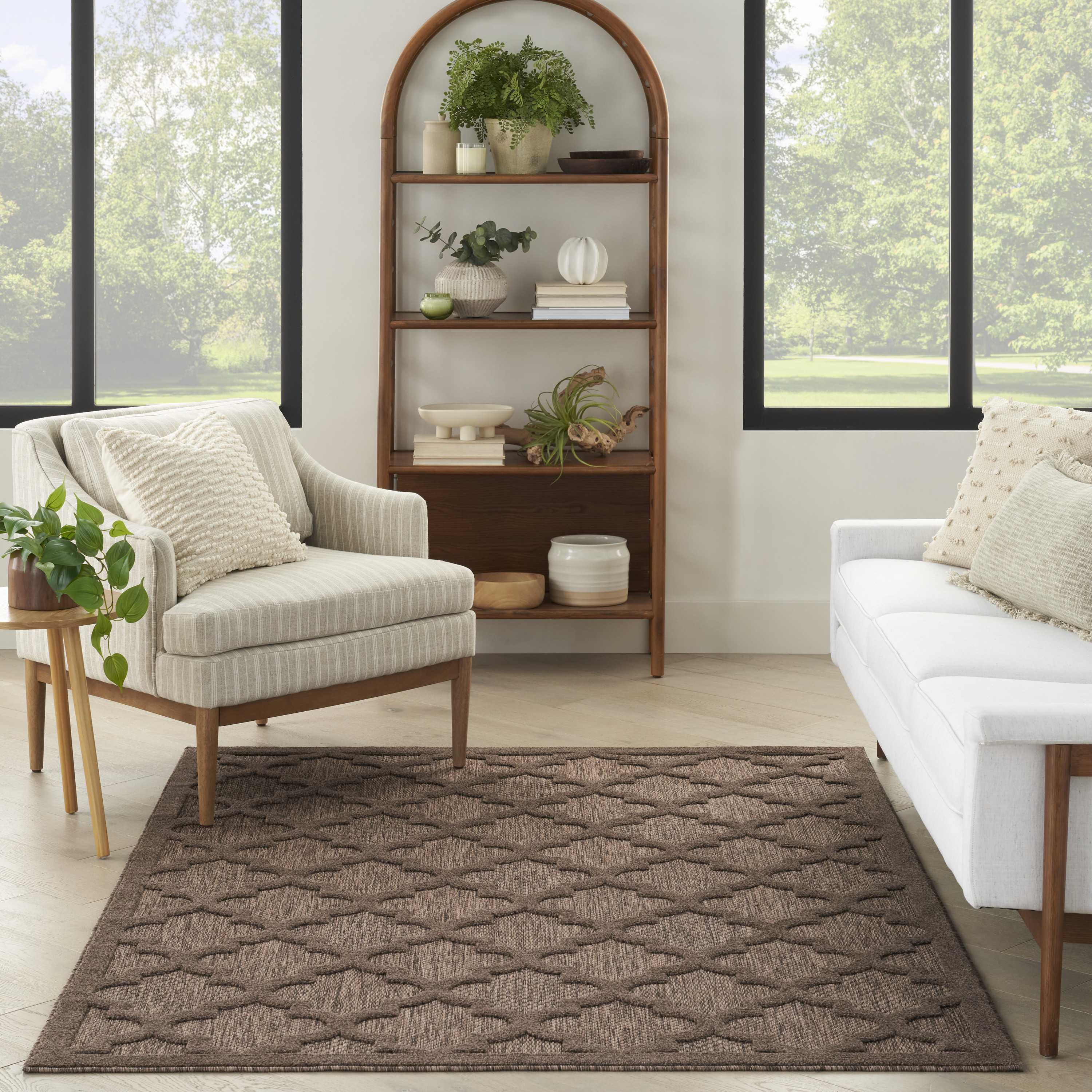 Nourison Easy Care 6' x 9' Brown Modern Rug