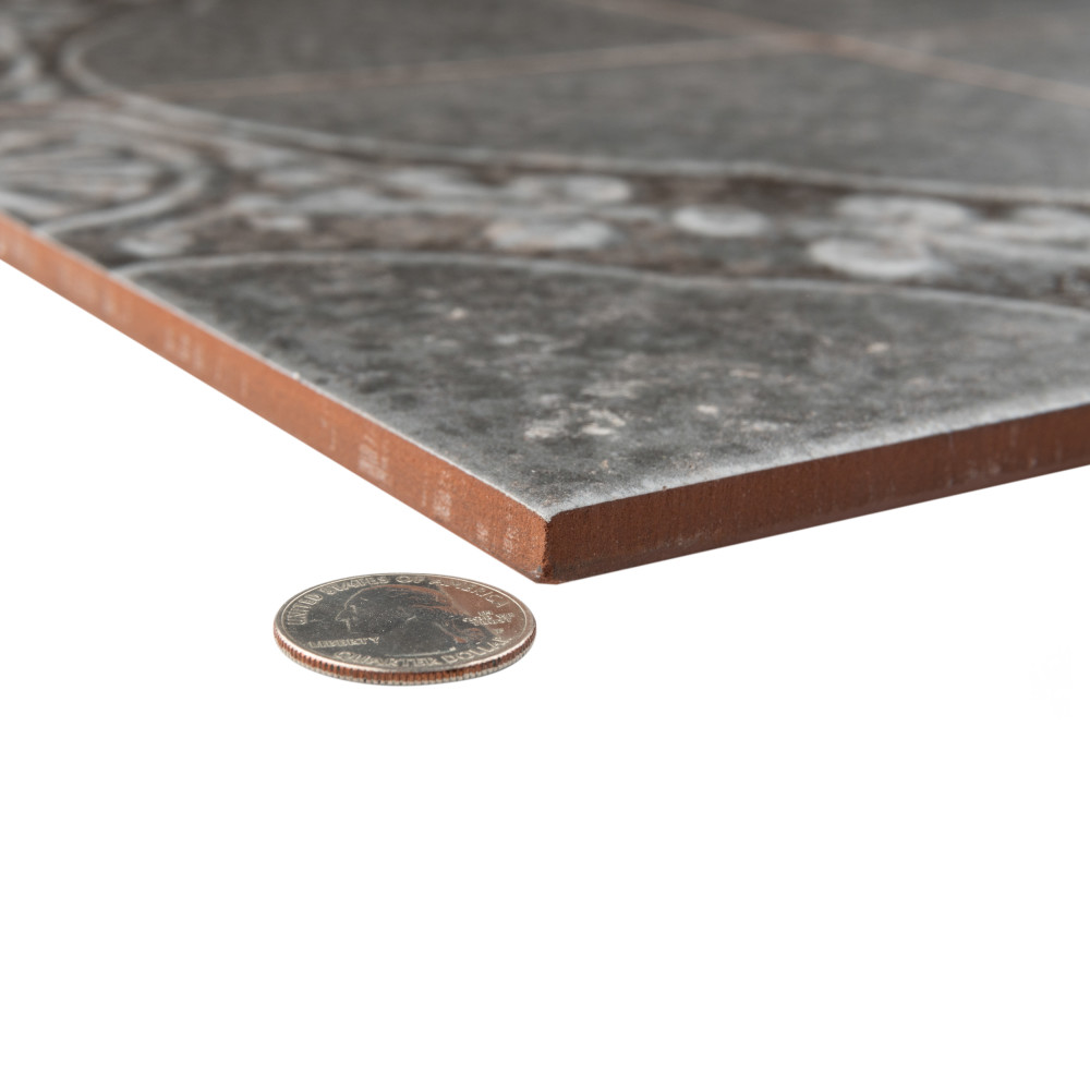 Kings Jaipur Black 17-5/8 in. x 17-5/8 in. Ceramic Floor and Wall Tile