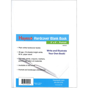 Hardcover Blank Book, White, 28 pages (14 sheets), 6"W x 8"H