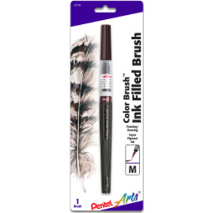 Color Brush with Water-Based Ink, Medium Tip, Sepia, 1-Pack