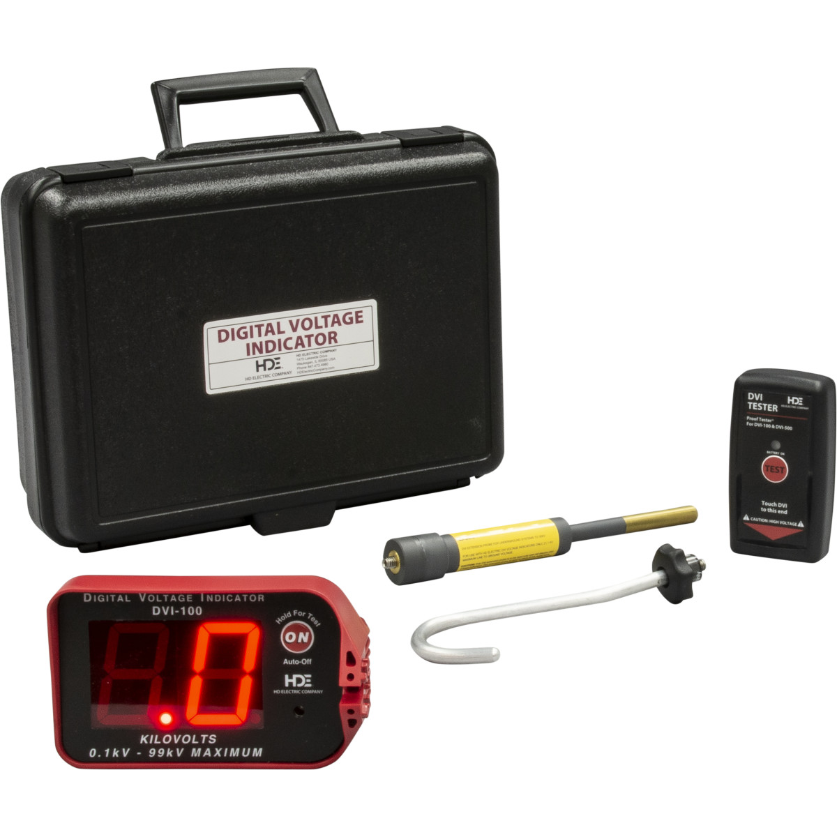 Product image for Greenlee DVI-100/K02 Digital Voltage Indicator Kit with Overhead Hook Probe, 100V to 99kV, 60Hz