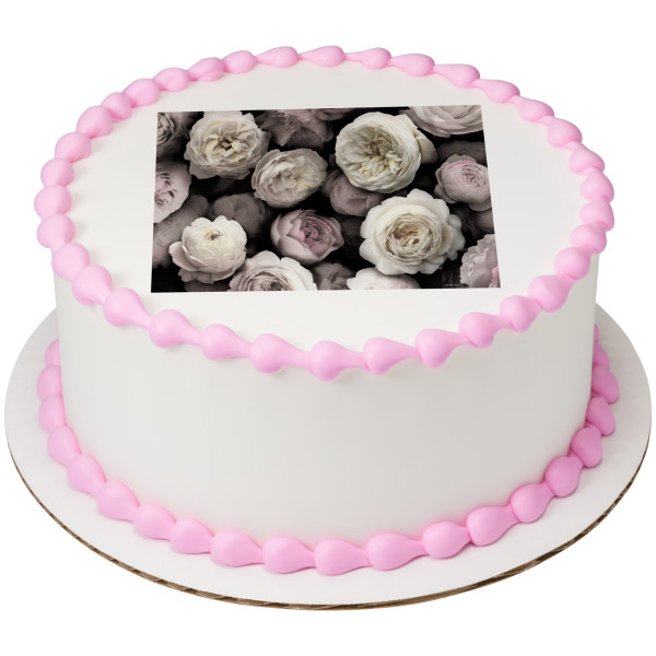 Black & White Floral PhotoCake® Edible Image®