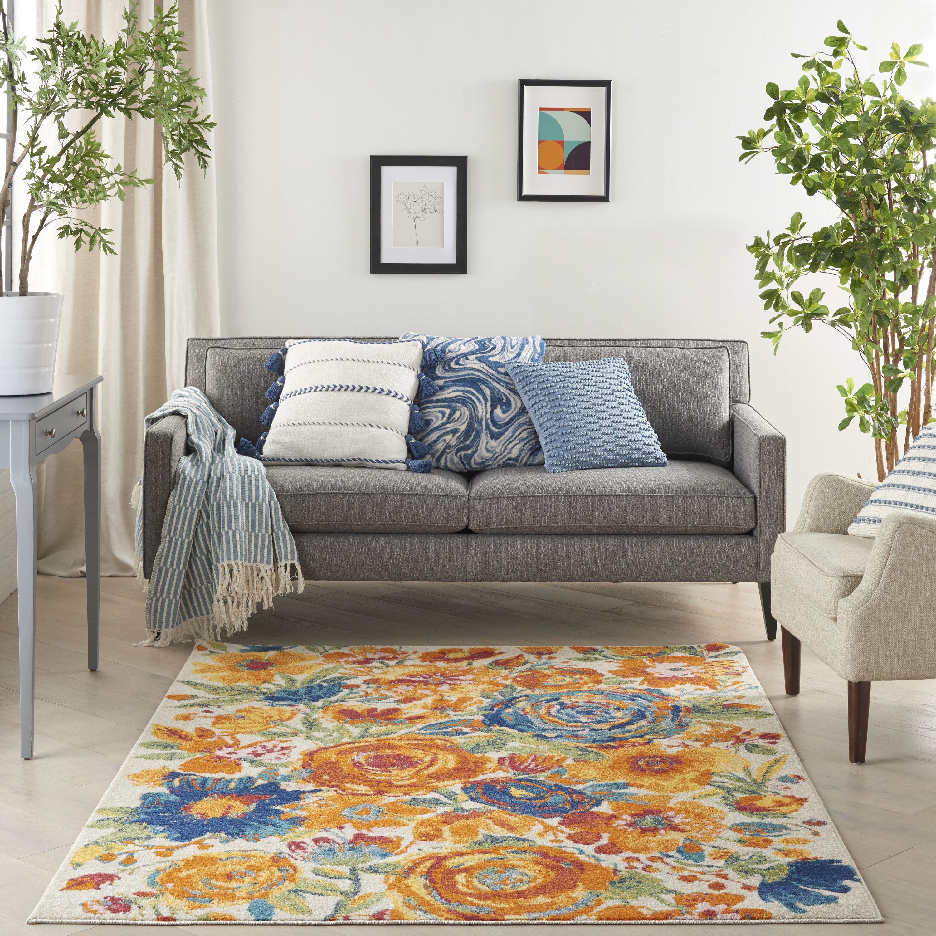 Nourison Allur 5'3" x 7'3" Ivory Multicolor Contemporary Indoor Rug