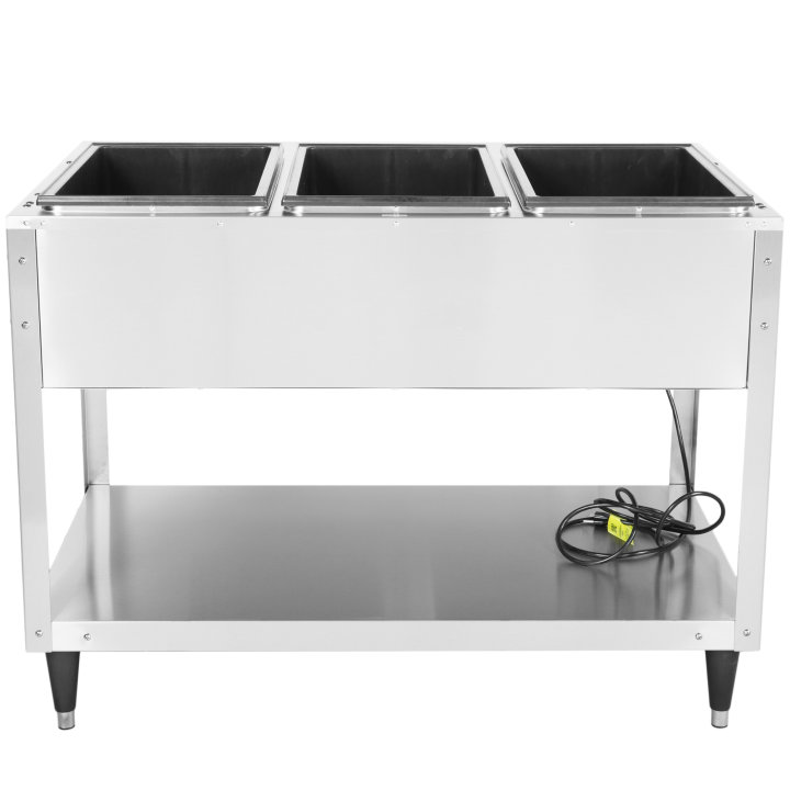 120-volt 1440-watt three-well Servewell® SL streamlined stainless steel hot-food table