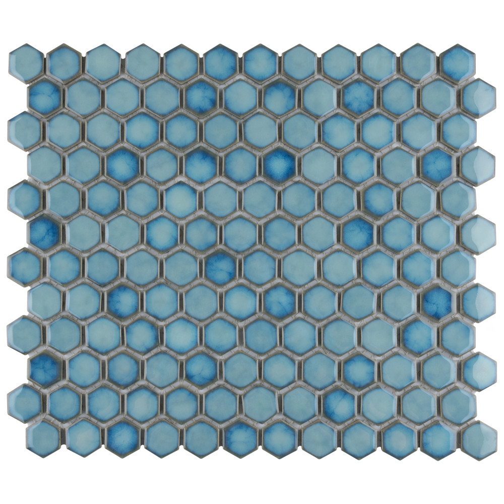 Sample – Hudson 1″ Hex Marine Porcelain Mosaic Tile