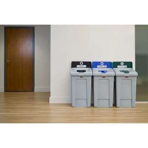 Rubbermaid Commercial, Slim Jim, Recycling Station 1-Stream Landfill, 33 gal, Resin, Gray, Square, Receptacle