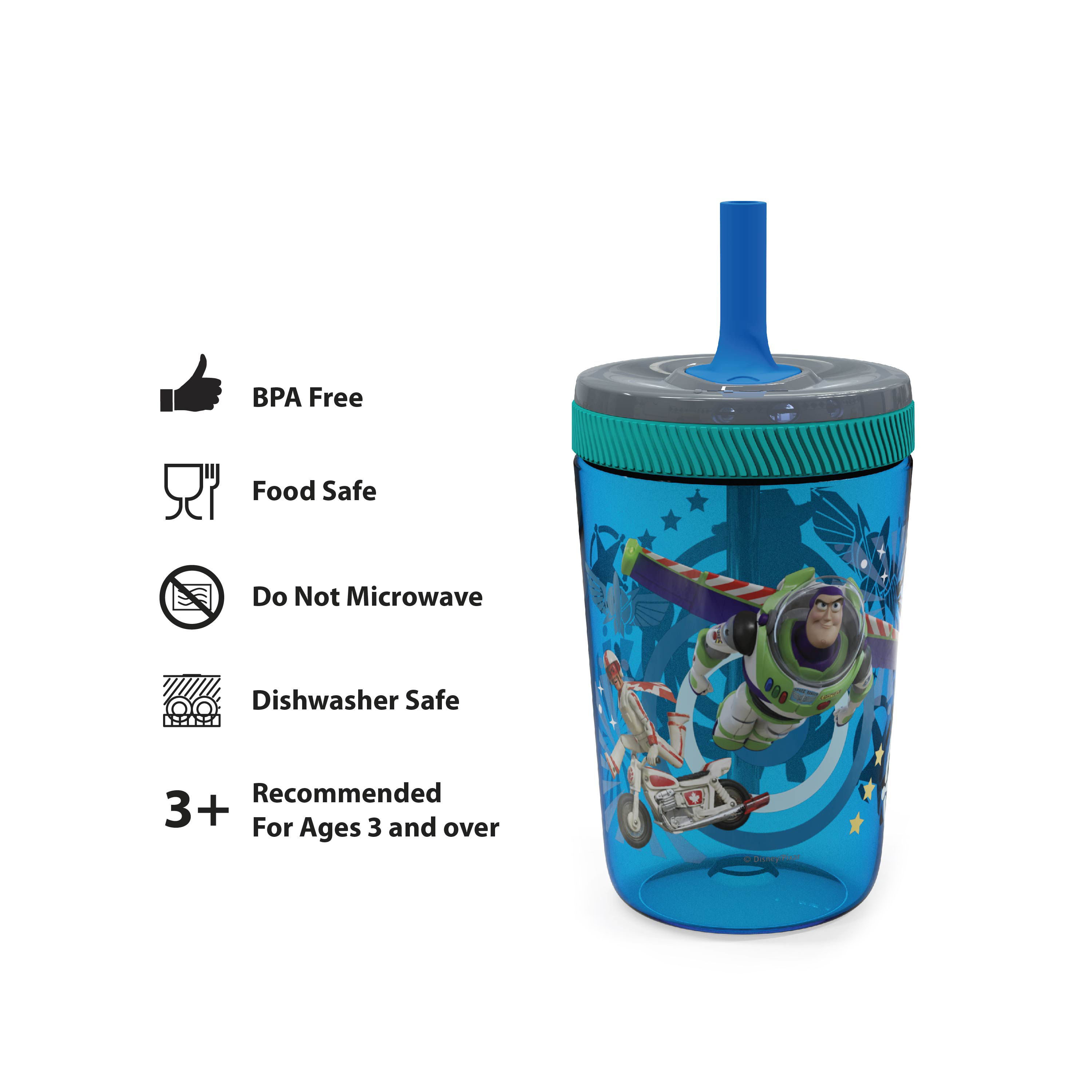 Disney and Pixar 15  ounce Plastic Tumbler with Lid and Straw, Buzz Lightyear and Friends, 2-piece set slideshow image 2