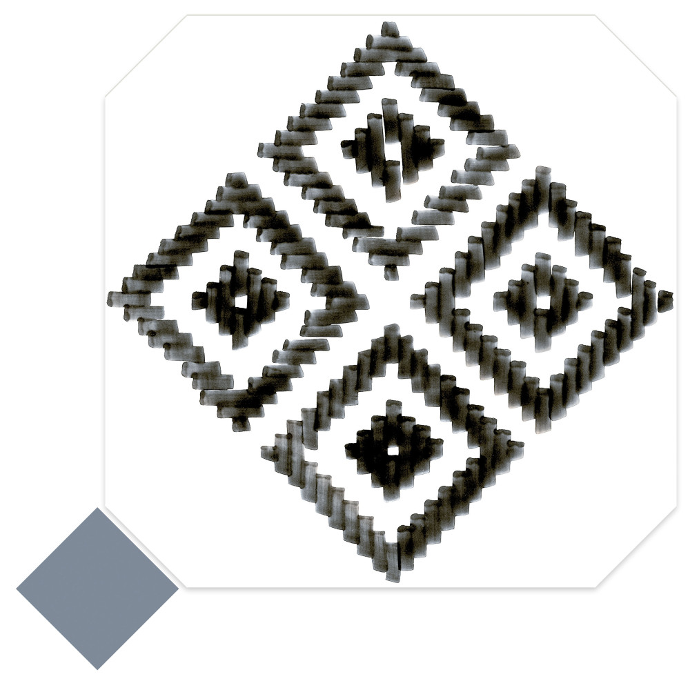 Vaudeville Octagon Deco Sombra with Taco Azzuro 7-7/8 in. x 7-7/8 in. Porcelain Floor and Wall Tile