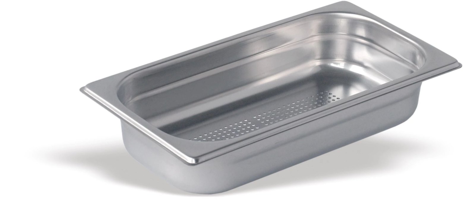 Cubeta Gastronorm GN PRO Perforada de acero inoxidable 18/10 de tamaño 1/3 y 200 mm de profundidad