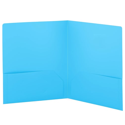 2-Pocket Poly Portfolio (Plastic) - Blue