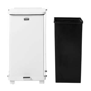 Rubbermaid Commercial, Defenders, 25 gal, Metal, White, Square, Receptacle