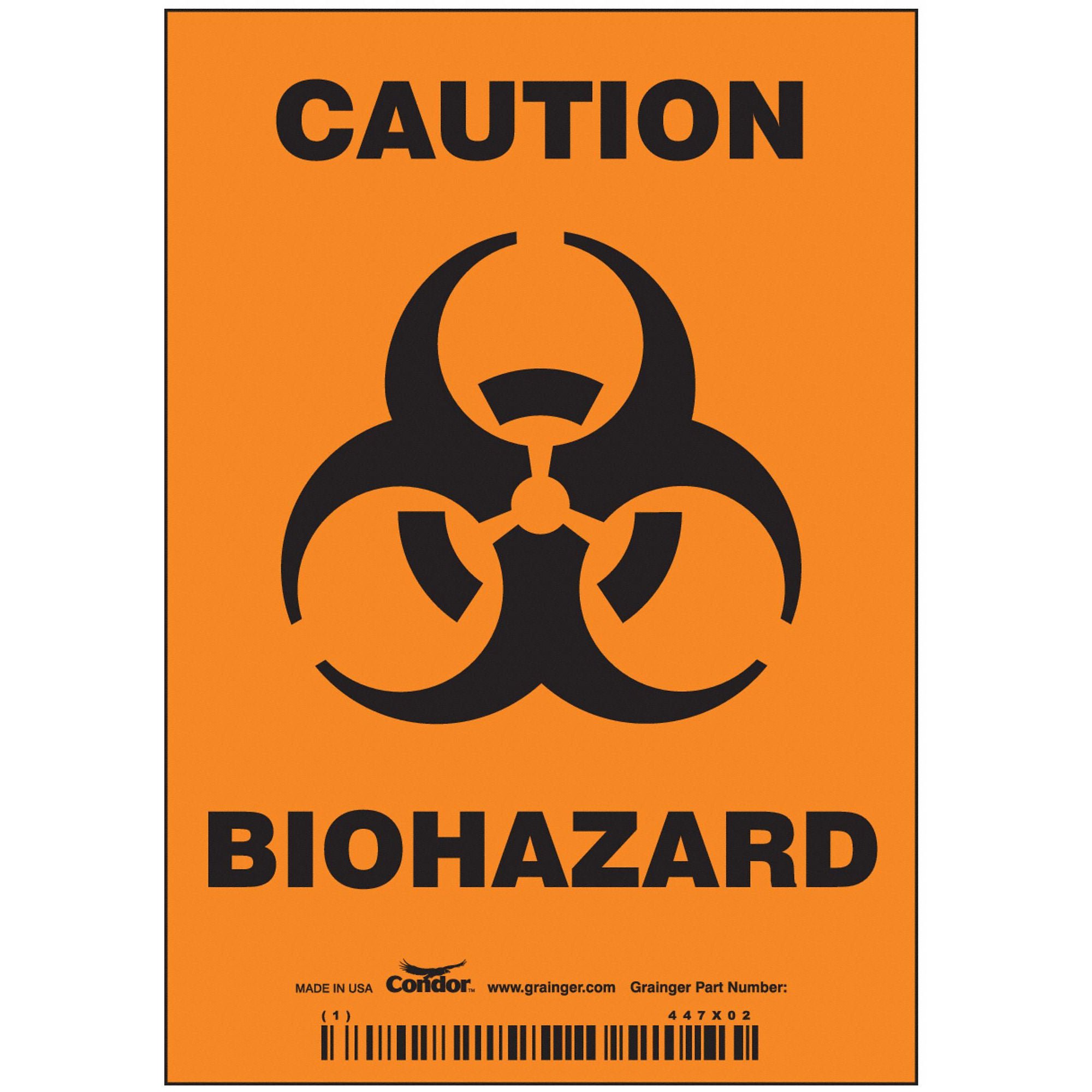 Grainger Wall Sign Caution Brady™ Caution Biohazard with Symbol